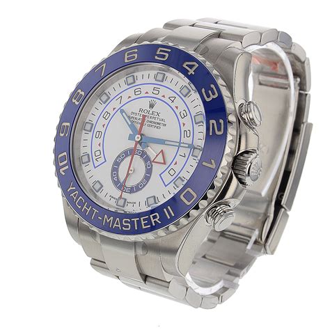 rolex yacht master ii white dial blue bezel stainless replica|rolex yacht master blue dial review.